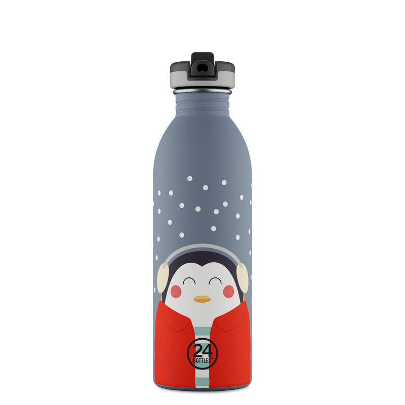 24BOTTLES Kids - Borraccia Bambini con Cannuccia Scuola Elementare e Asilo 500ml, Borraccia Bambina Bambino 100% Ermetica in Acciaio Inox BPA Free Ultraleggera  (Happy Penguin, 500 ml)