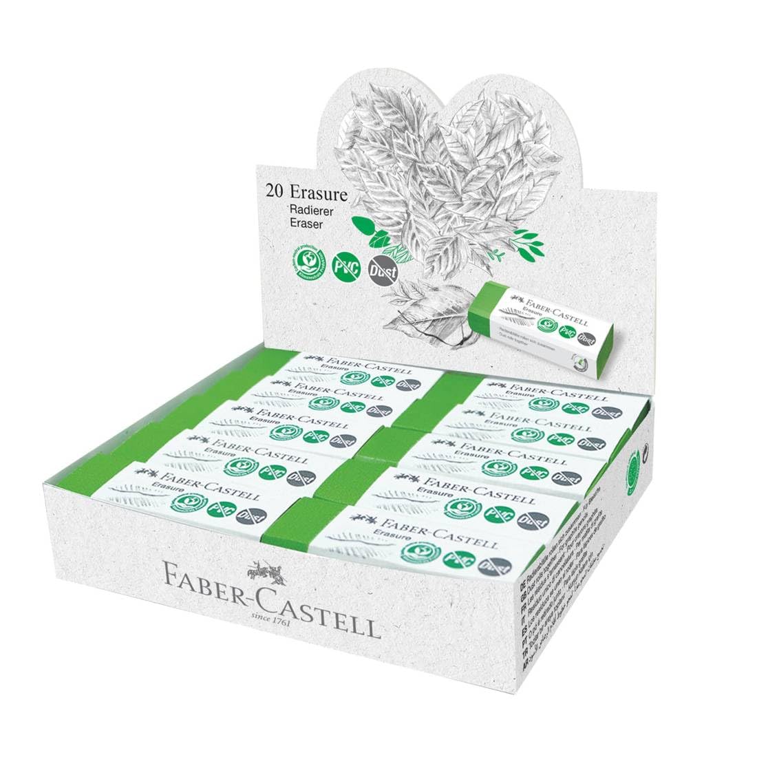 Faber-Castell Eraser Erasure PVC-Free & Dust-Free, Green