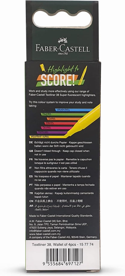 Faber-Castell Textliner 38 Highlighter 4-Pieces, Multicolor