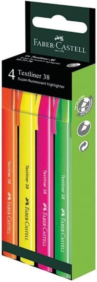 Faber-Castell Textliner 38 Highlighter 4-Pieces, Multicolor