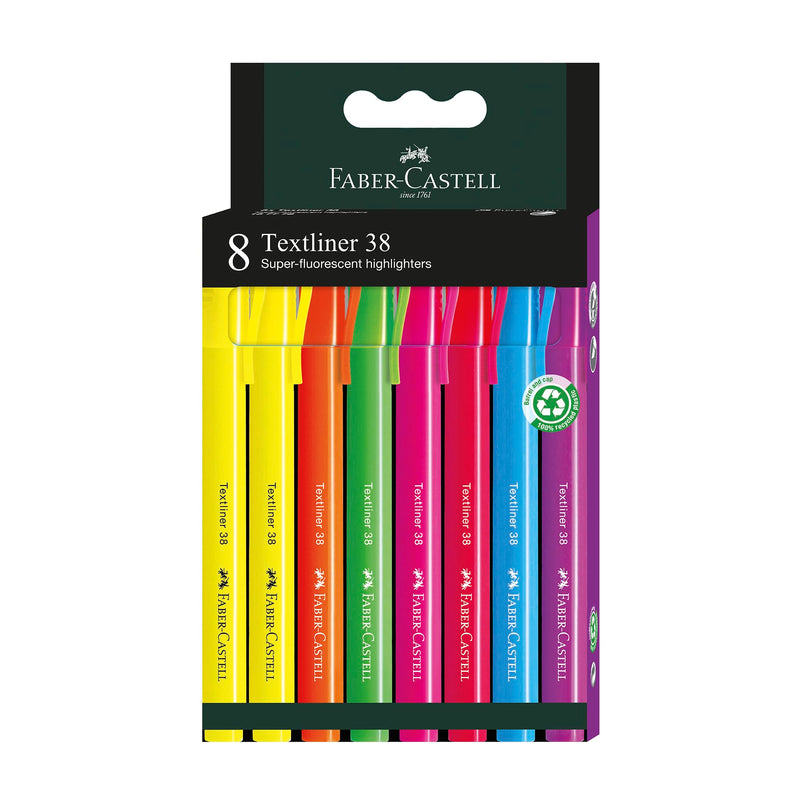 Faber-Castell Highlighter 38 Neon Colours Pack of 8