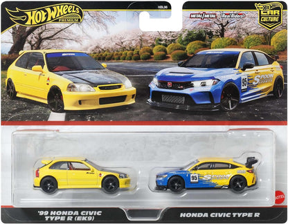 Hot Wheels Premium Car Culture 2er-Pack im Maßstab 1:64, Einzigartige Zusammenstellungen, Real Riders Reifen, Metall/Metall Karosserie, Spielzeug für Sammler, JBL00