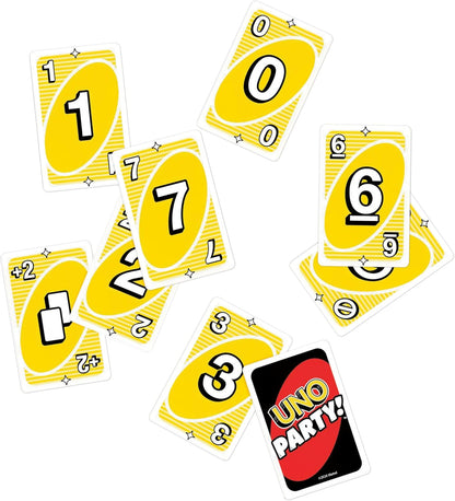 Mattel Games UNO Party Kartenspiel mit mit Karten und Sonderregeln für große Gruppen, für Kinder, Erwachsene und Spieleabende mit der Familie, 6 bis 14 Spieler, ab 7 Jahren, JJV58