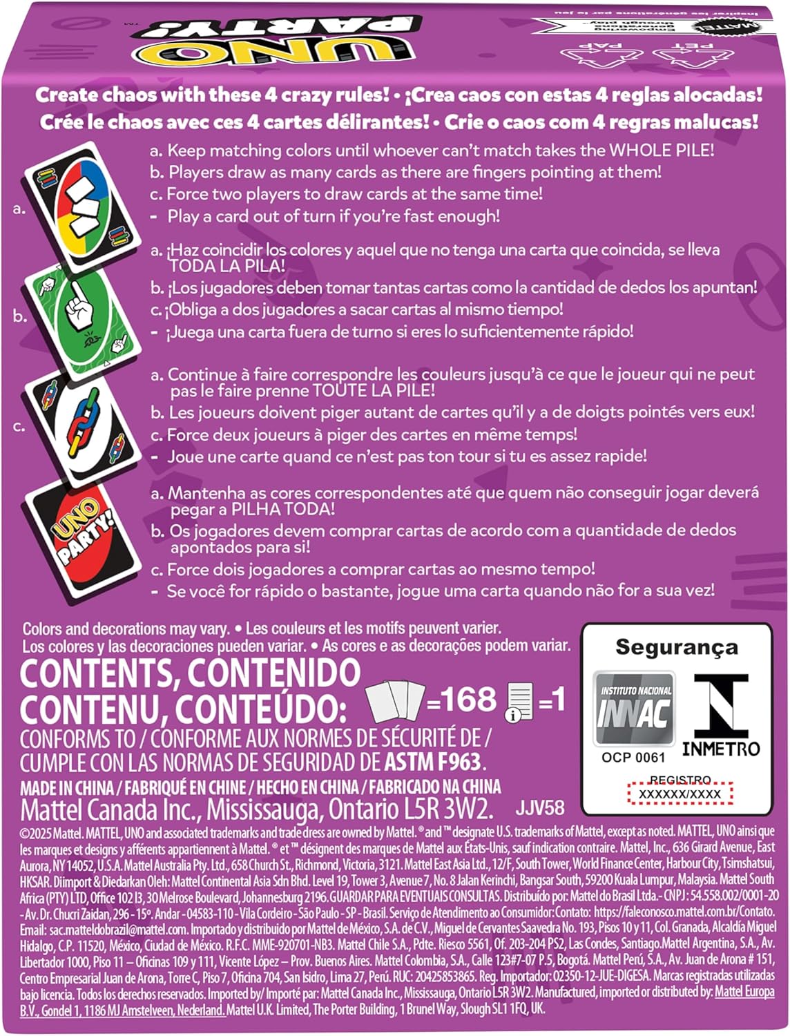 Mattel Games UNO Party Kartenspiel mit mit Karten und Sonderregeln für große Gruppen, für Kinder, Erwachsene und Spieleabende mit der Familie, 6 bis 14 Spieler, ab 7 Jahren, JJV58