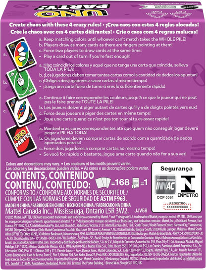 Mattel Games UNO Party Kartenspiel mit mit Karten und Sonderregeln für große Gruppen, für Kinder, Erwachsene und Spieleabende mit der Familie, 6 bis 14 Spieler, ab 7 Jahren, JJV58