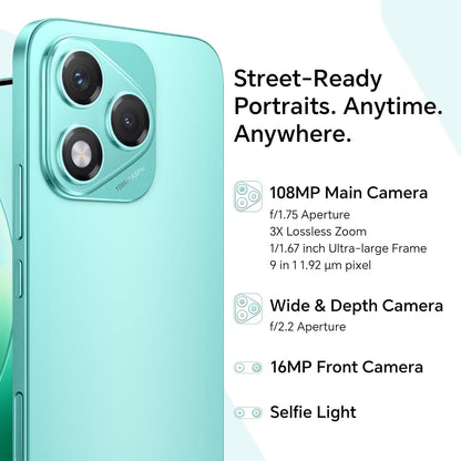 HONOR 400 Lite Unlocked 5G Smartphone, AI Camera Button,108MP Street Style Portrait,8GB+256GB, IP64 Water Resistance,3500nits AMOLED Display,Dual SIM,Android 15,Marrs