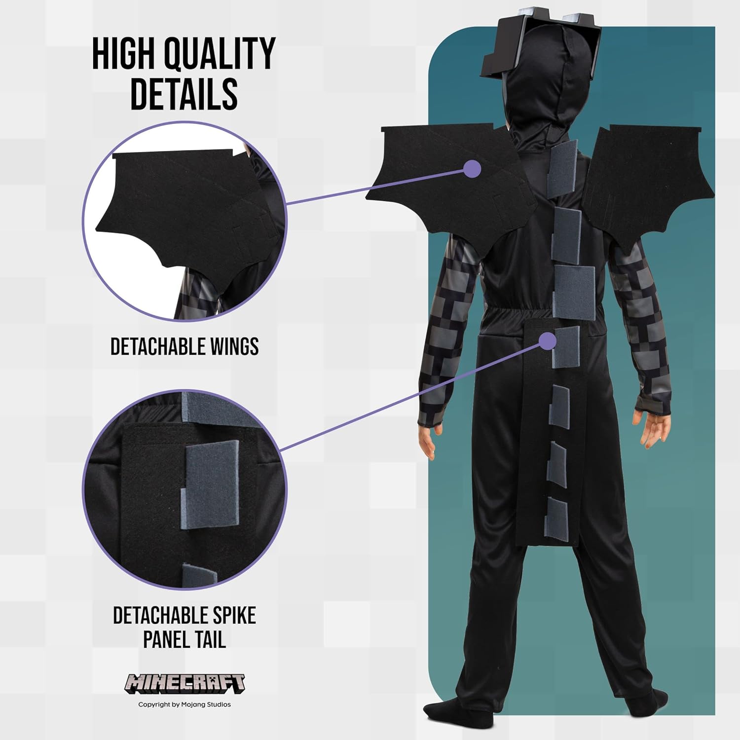 Disguise Offizielles Minecraft Kostüm Kinder Ender Dragon, Drachenkostüm Enderman Kostüm Drache Kinder Jungen Faschingskostüm Karneval Geburstag Drachen Kostüme Costume Jungs Kind