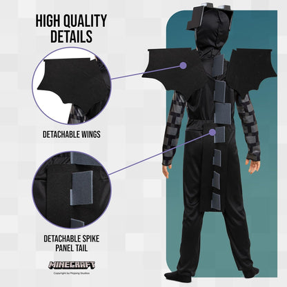 Disguise Offizielles Minecraft Kostüm Kinder Ender Dragon, Drachenkostüm Enderman Kostüm Drache Kinder Jungen Faschingskostüm Karneval Geburstag Drachen Kostüme Costume Jungs Kind