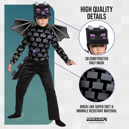Disguise Offizielles Minecraft Kostüm Kinder Ender Dragon, Drachenkostüm Enderman Kostüm Drache Kinder Jungen Faschingskostüm Karneval Geburstag Drachen Kostüme Costume Jungs Kind