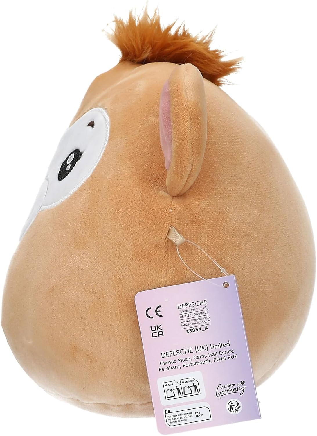 Depesche 13854 Ylvi Swoppies Cuddly Toy Monkey in Brown with Luminous Effect and Round Ears, Approx. 20 cm Plush Toy