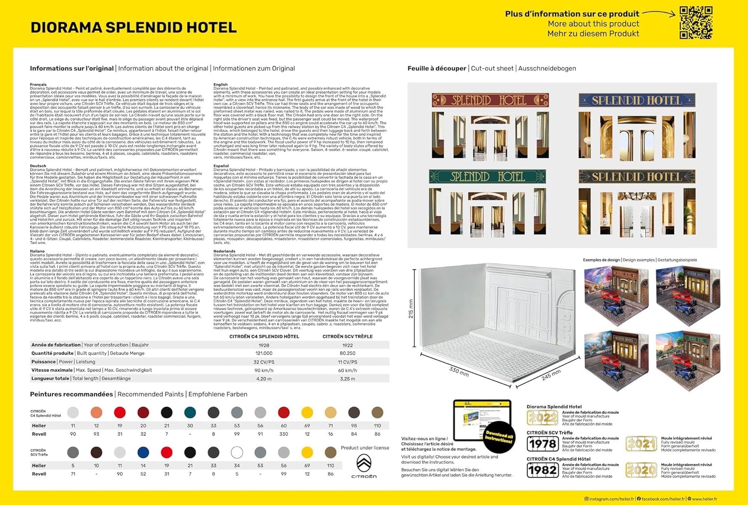 heller 50330 Diorama: Splendid Hotel w/5CV Trefle & C4 1:24 Model Kit