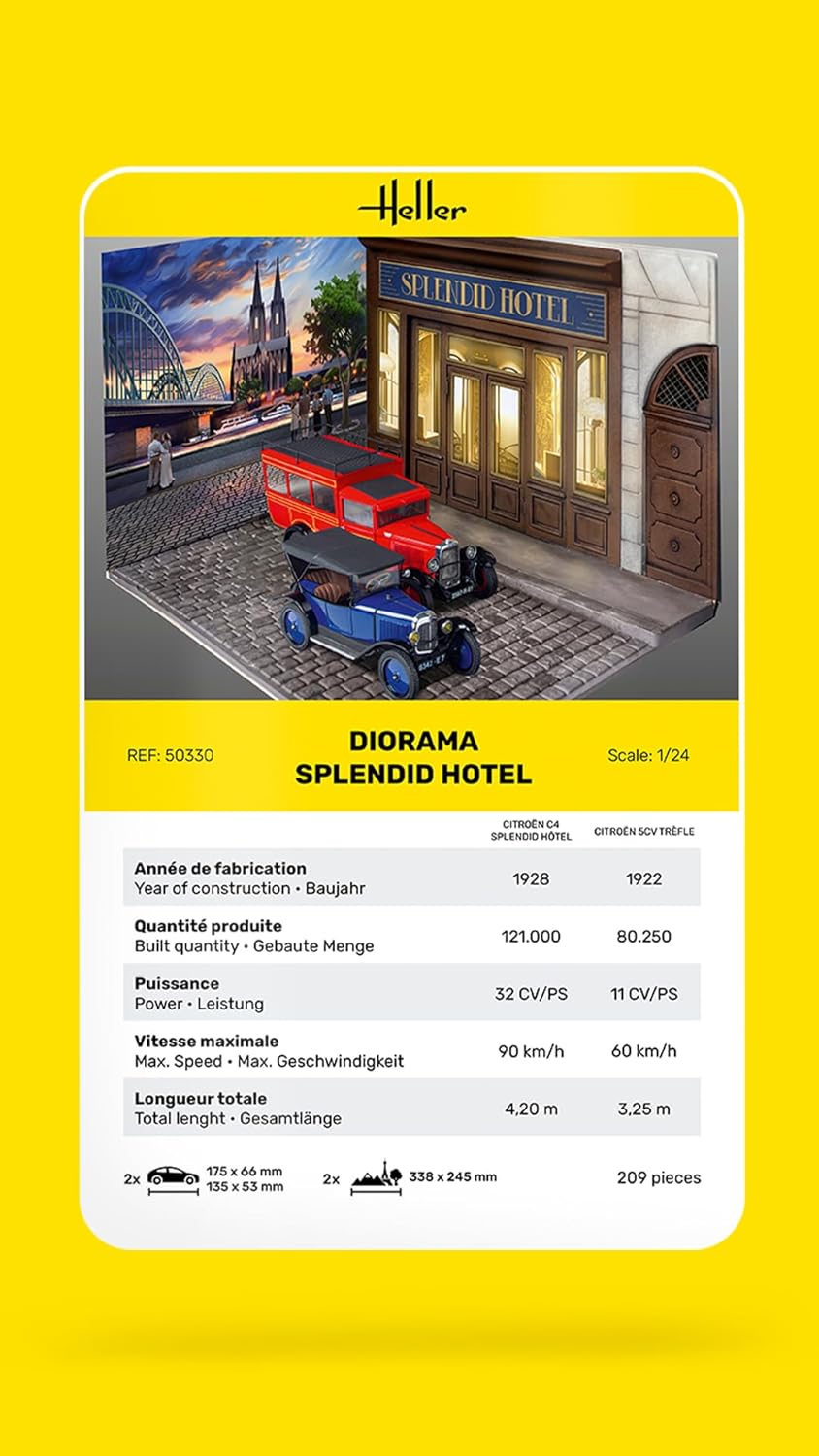 heller 50330 Diorama: Splendid Hotel w/5CV Trefle & C4 1:24 Model Kit