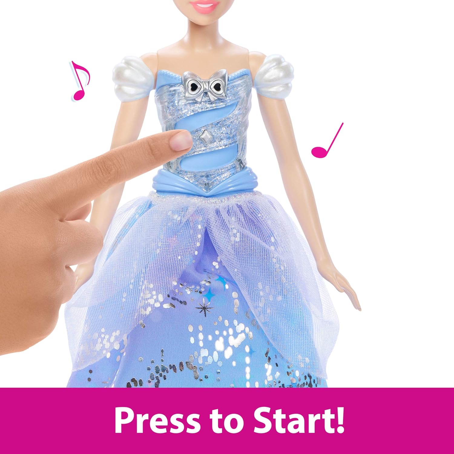 Mattel Disney Princess Cinderella Light-Up Dress Fashion Doll with Sounds & Magic Wand Activation, Enchanted Ballgown Cinderella Inspired by Movie, JBF94