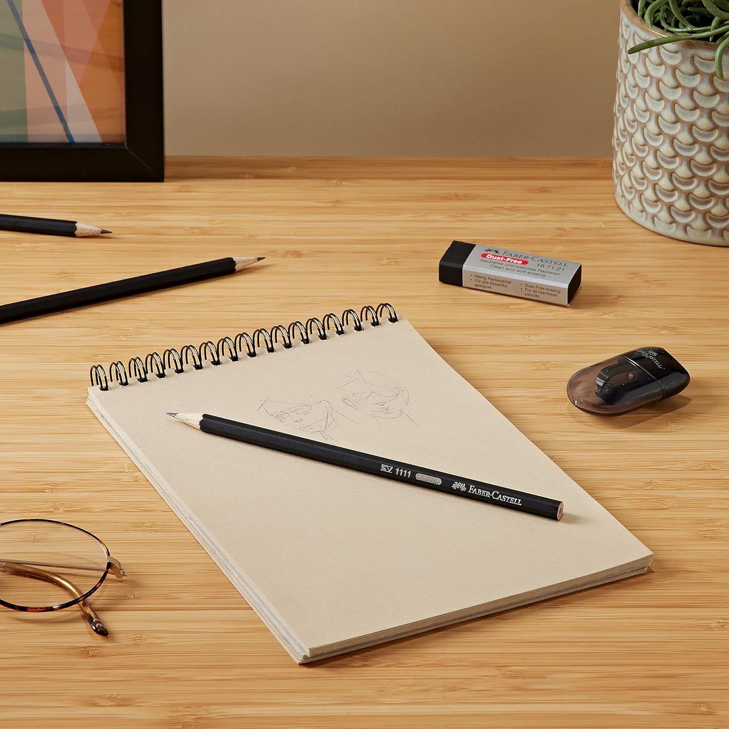 Faber-Castell 111183 Juego de examen 3 Lápices de grafito HB, goma y sacapuntas