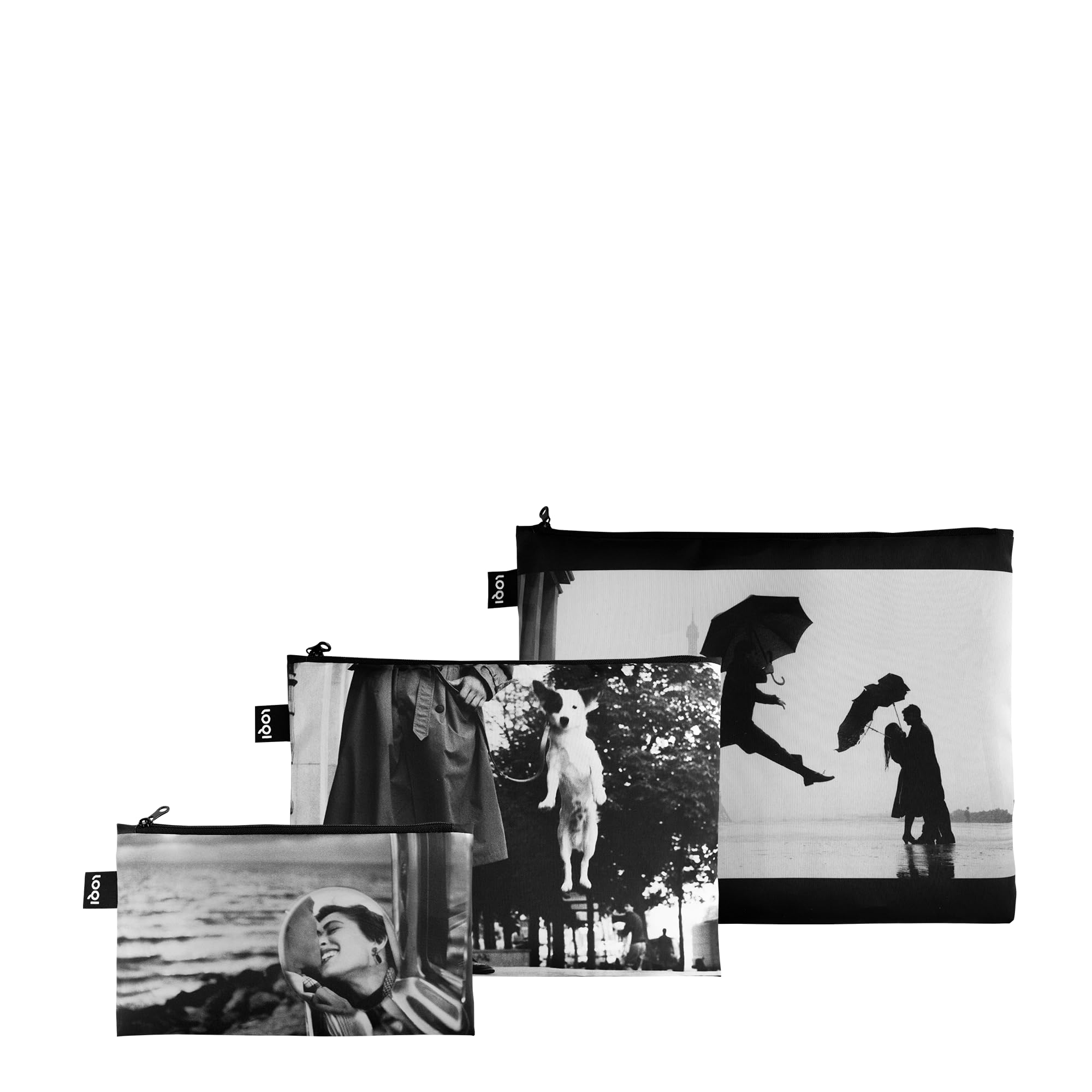 Elliott ERWITT Tour Eiffel, Dog Jumping and California Kiss Poches zippées, Noir , s, Trousse de maquillage