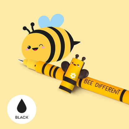 LEGAMI Erasable Gel Pen - BEE, Thermosensitive Ink, 0.7 mm Tip Diameter, 15 cm Length, Black ink (2 PENS