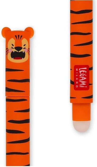 LEGAMI Tiger - Erasable Gel Pen - Ball at the End for Removing Ink - Without Wearing The Sheet - Orange Ink - Temperature Sensitive Ink - 0.7mm Tip Diameter