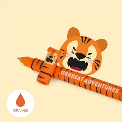 LEGAMI Tiger - Erasable Gel Pen - Ball at the End for Removing Ink - Without Wearing The Sheet - Orange Ink - Temperature Sensitive Ink - 0.7mm Tip Diameter