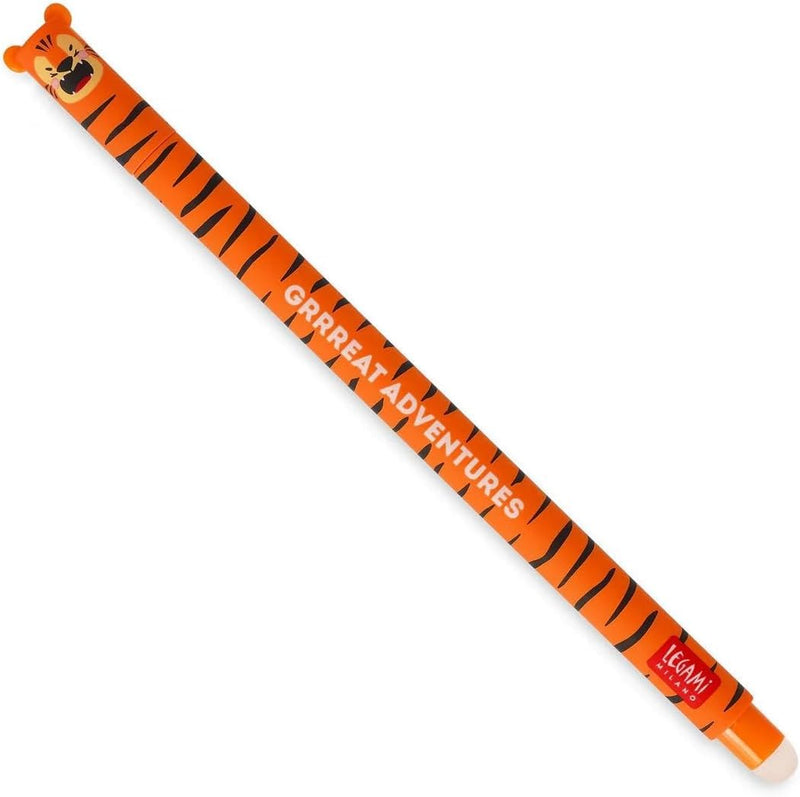 LEGAMI Tiger - Erasable Gel Pen - Ball at the End for Removing Ink - Without Wearing The Sheet - Orange Ink - Temperature Sensitive Ink - 0.7mm Tip Diameter