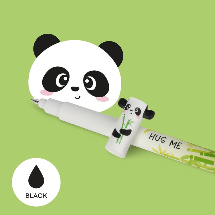 Legami Erasable Gel Pen, 0.7 mm Tip Diameter, Black Ink, Panda Design, Does Not Ruin the Paper, Thermosensitive Ink
