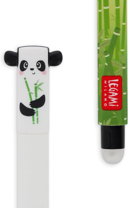 Legami Erasable Gel Pen, 0.7 mm Tip Diameter, Black Ink, Panda Design, Does Not Ruin the Paper, Thermosensitive Ink