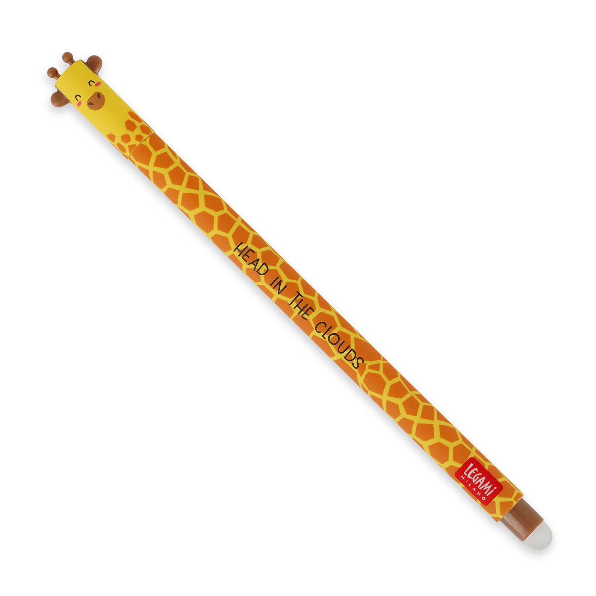 Legami Erasable Gel Pen, Ball on the End for Removing Ink Without Consuming the Paper, Black Heat-Sensitive Ink, Tip Diameter 0.7 mm, Giraffe Theme