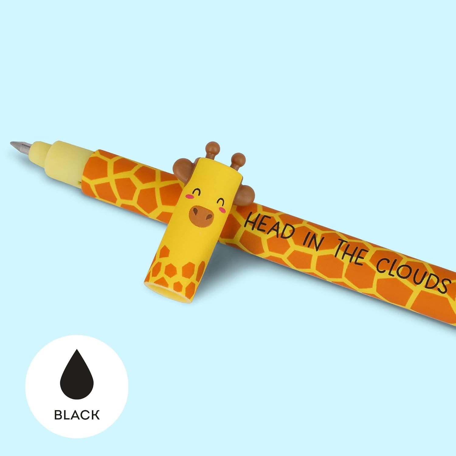 Legami Erasable Gel Pen, Ball on the End for Removing Ink Without Consuming the Paper, Black Heat-Sensitive Ink, Tip Diameter 0.7 mm, Giraffe Theme