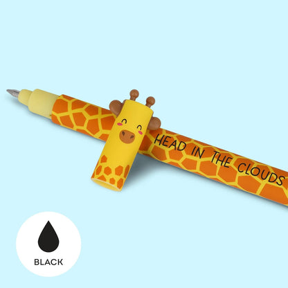 Legami Erasable Gel Pen, Ball on the End for Removing Ink Without Consuming the Paper, Black Heat-Sensitive Ink, Tip Diameter 0.7 mm, Giraffe Theme