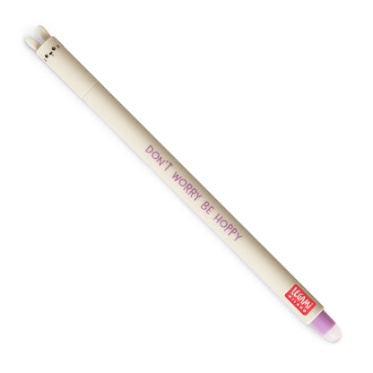 Legami - Erasable Gel Pen, Ball on the End to Remove Ink Without Consuming the Paper - Ink Purple Thermosensitive, Tip Diameter 0,7 mm - Bunny Theme. Single pen