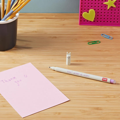 Legami - Erasable Gel Pen, Ball on the End to Remove Ink Without Consuming the Paper - Ink Purple Thermosensitive, Tip Diameter 0,7 mm - Bunny Theme. Single pen