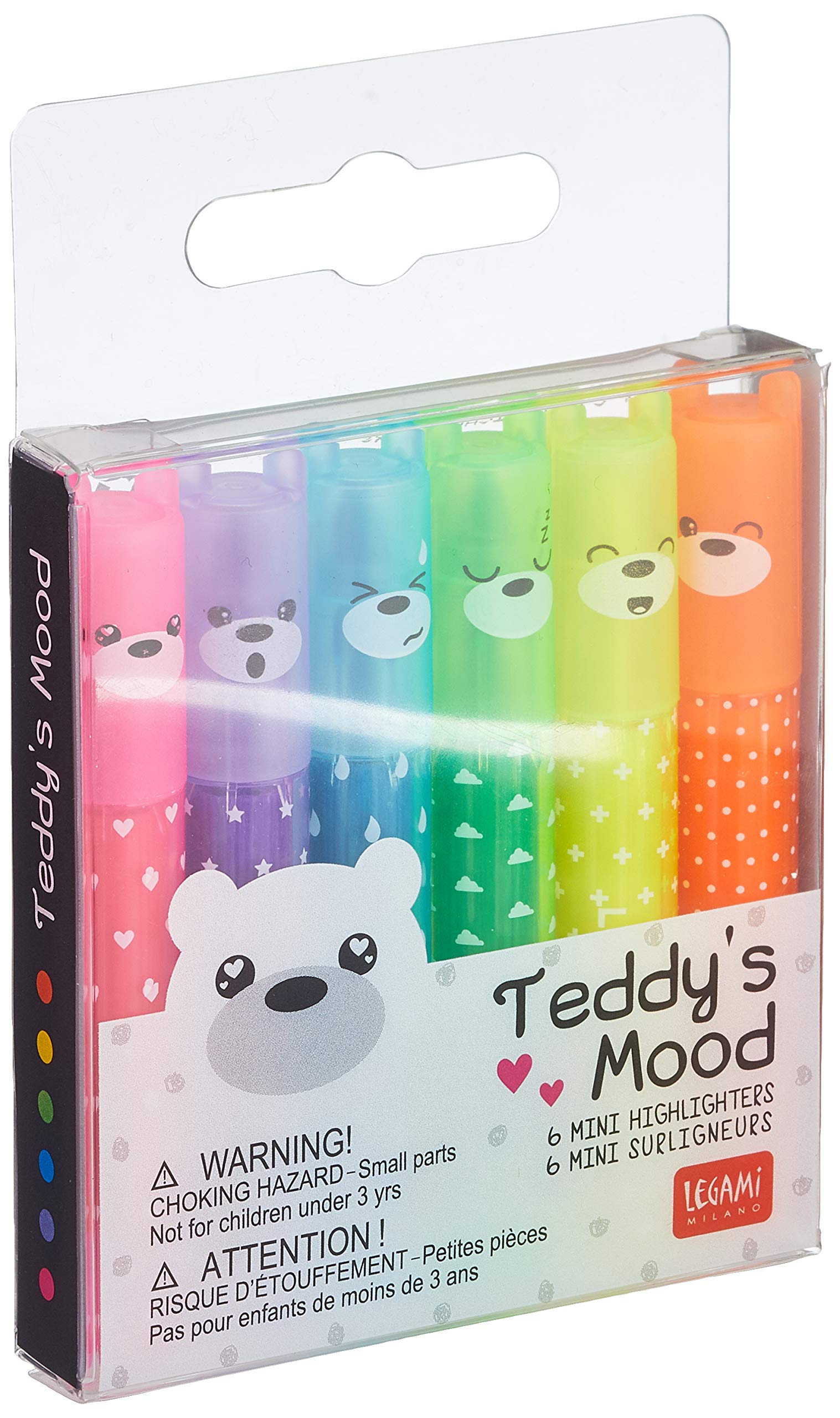 Legami - Set of 6 mini highlighters Teddy's Mood, 6 pieces (1 pack