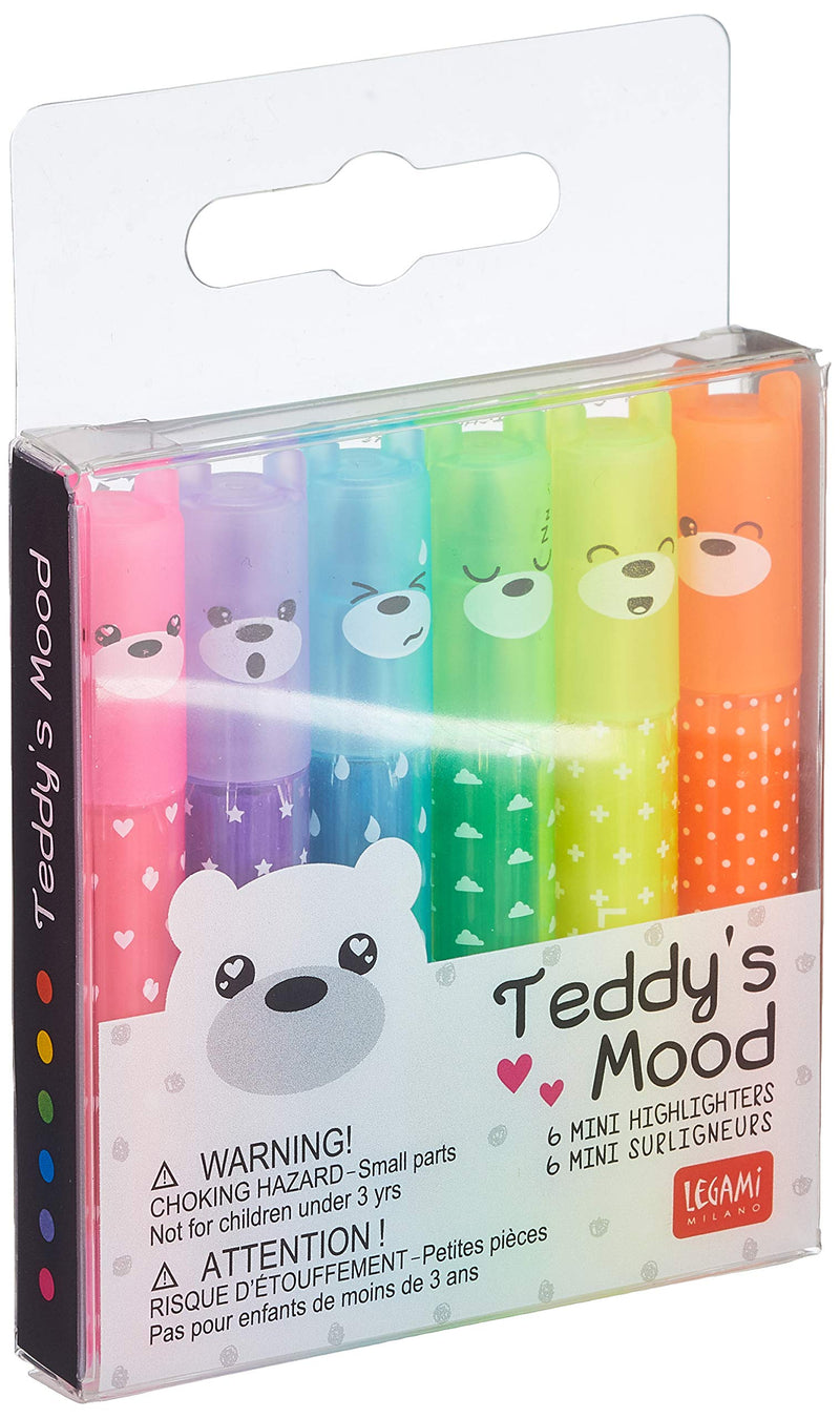 Legami - Set of 6 mini highlighters Teddy's Mood, 6 pieces (1 pack