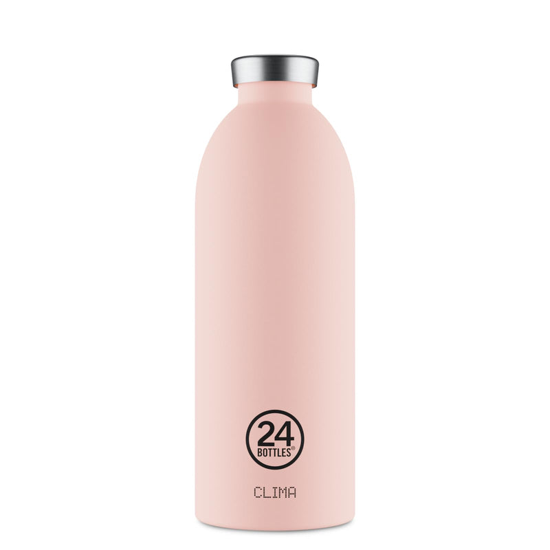24BOTTLES Clima Bottle – 850 ml Stainless Steel Thermal Bottle, 100% Airtight Thermos Bottle (12h Hot 24h Cold) Italian Design, Ecological Thermal Bottles, Water Bottle Stone Dusty Pink