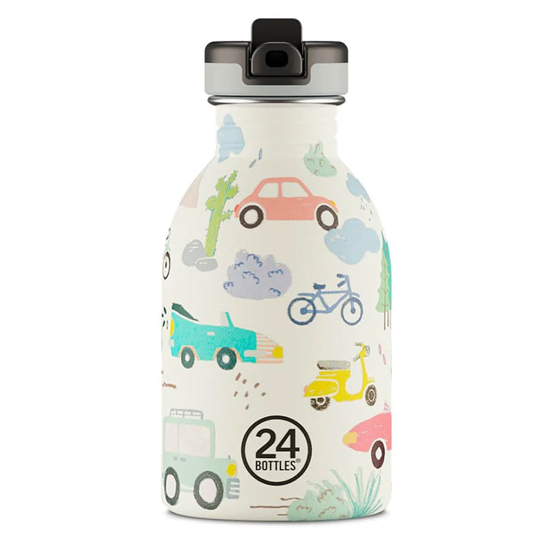 24Bottles Kids - Borraccia Bambini con Cannuccia Scuola Elementare e Asilo 250ml, Borraccia Bambina Bambino 100% Ermetica in Acciaio Inox, BPA Free Ultraleggera Ecologica No Termica, Adventure Friends