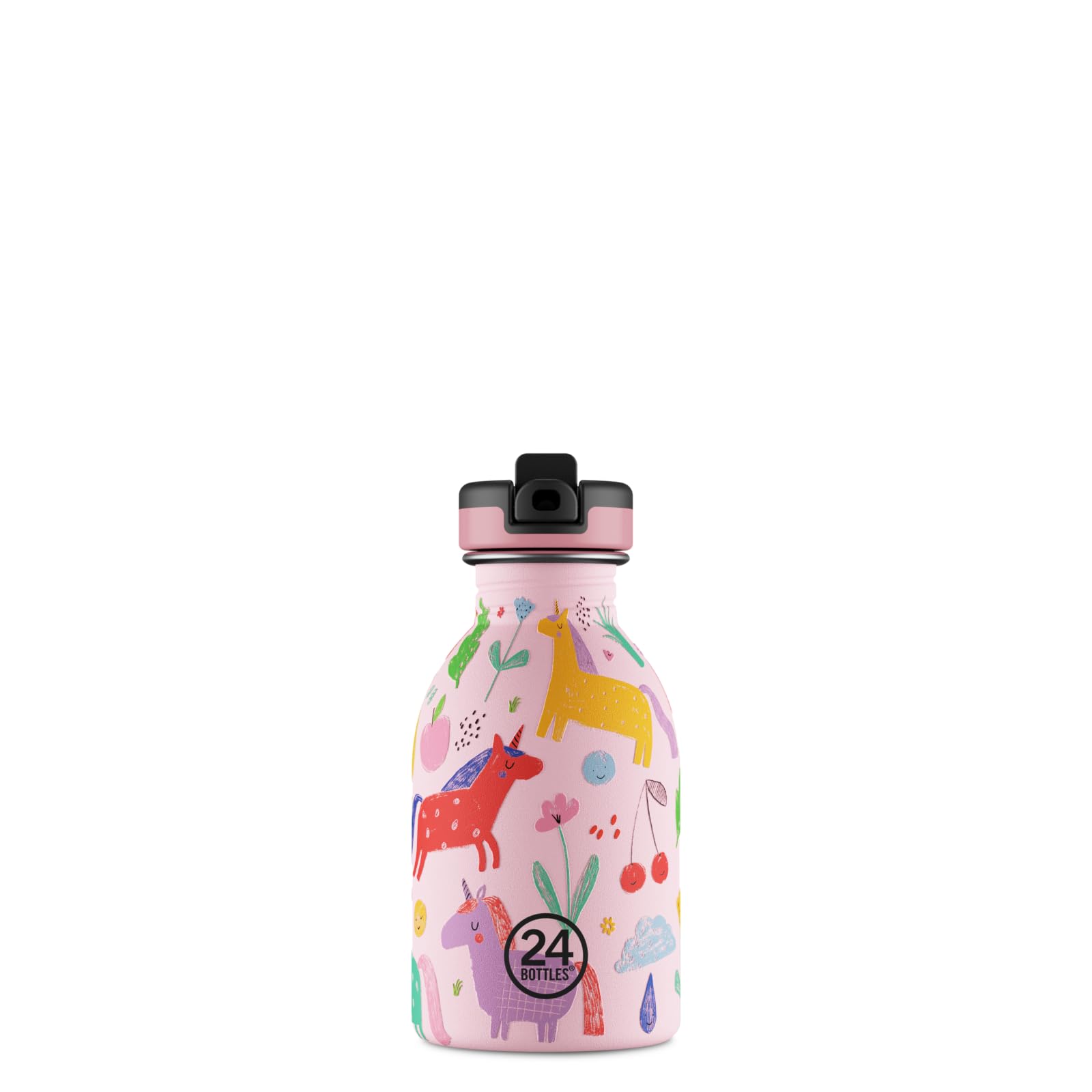 24Bottles Kids Bottle for Kids Primary School and Nursery 250ml Bottle with Cap 100% Airtight Stainless Steel Drinking Bottles Italian Design