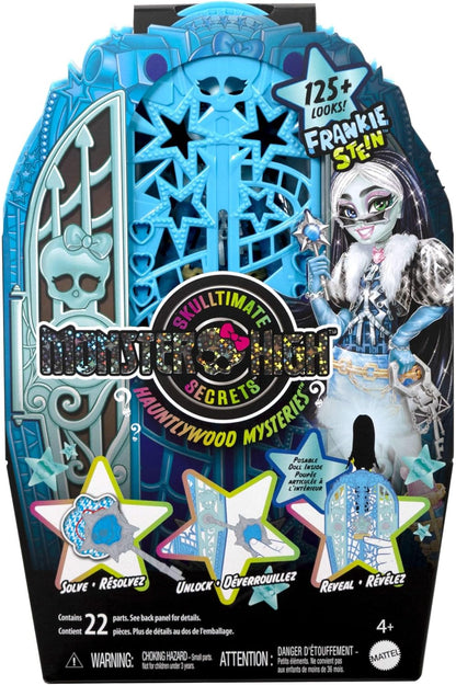 Monster High Skulltimate Secrets Doll and Accessories Set, Hauntlywood Mysteries Frankie Stein with Reveal Closet & 19+ Glam Surprises like Doll Clothes, JBG81