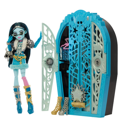Monster High Skulltimate Secrets Doll and Accessories Set, Hauntlywood Mysteries Frankie Stein with Reveal Closet & 19+ Glam Surprises like Doll Clothes, JBG81