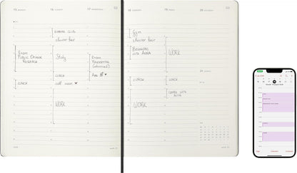 Moleskine Smart Pro Kalender 2026, für das Smart Writing Set 12 Monate Wochen Notizkalender, 1 W = 2 S, vertikal, XL, fester Einband, schwarz