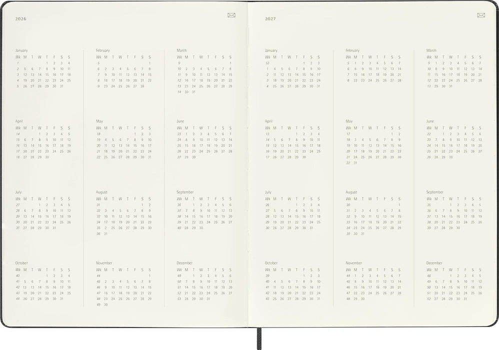 Moleskine Smart Pro Kalender 2026, für das Smart Writing Set 12 Monate Wochen Notizkalender, 1 W = 2 S, vertikal, XL, fester Einband, schwarz