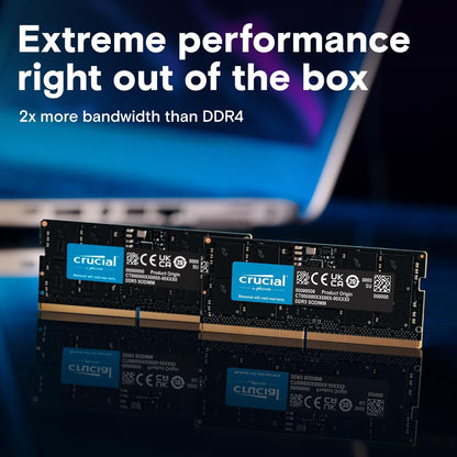 Crucial DDR5 RAM 64GB 5600MHz SODIMM, Laptop Computer Memory, Mini PC, High Performance RAM (or 5200MHz, 4800MHz), CL46 - CT64G56C46S5
