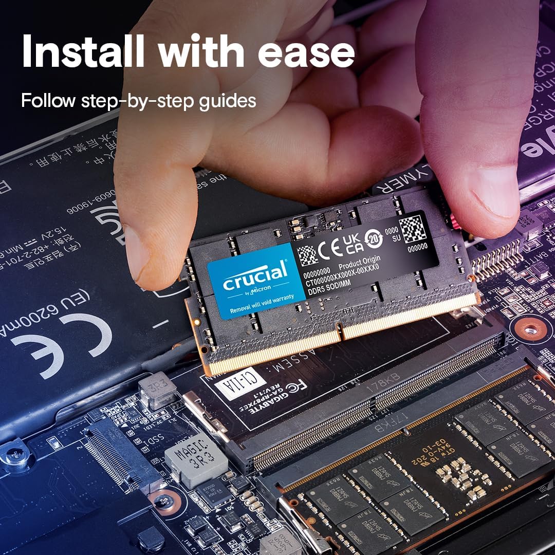 Crucial DDR5 RAM 64GB 5600MHz SODIMM, Laptop Computer Memory, Mini PC, High Performance RAM (or 5200MHz, 4800MHz), CL46 - CT64G56C46S5