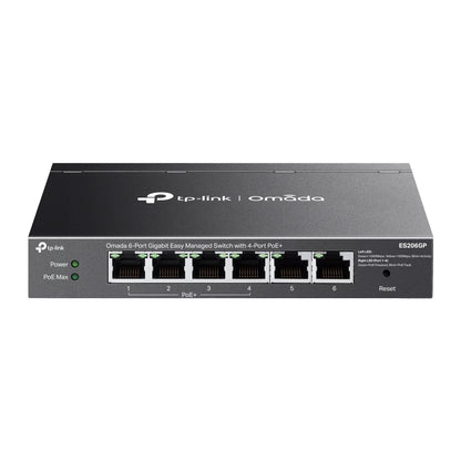 TP-Link ES206GP 6 Port Gigabit PoE Network Switch, 4x PoE+ Ports, 65W Total Budget, Network Switch, Omada Ethernet Switch, Ethernet Splitter, Metal Case, Easy Cloud Managment, Silent operation