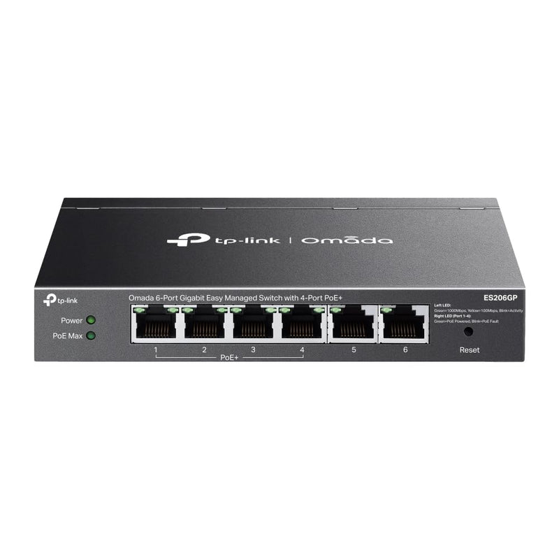 TP-Link ES206GP 6 Port Gigabit PoE Network Switch, 4x PoE+ Ports, 65W Total Budget, Network Switch, Omada Ethernet Switch, Ethernet Splitter, Metal Case, Easy Cloud Managment, Silent operation
