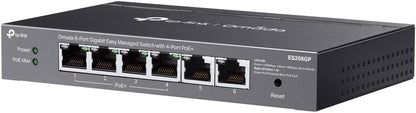 TP-Link ES206GP 6 Port Gigabit PoE Network Switch, 4x PoE+ Ports, 65W Total Budget, Network Switch, Omada Ethernet Switch, Ethernet Splitter, Metal Case, Easy Cloud Managment, Silent operation