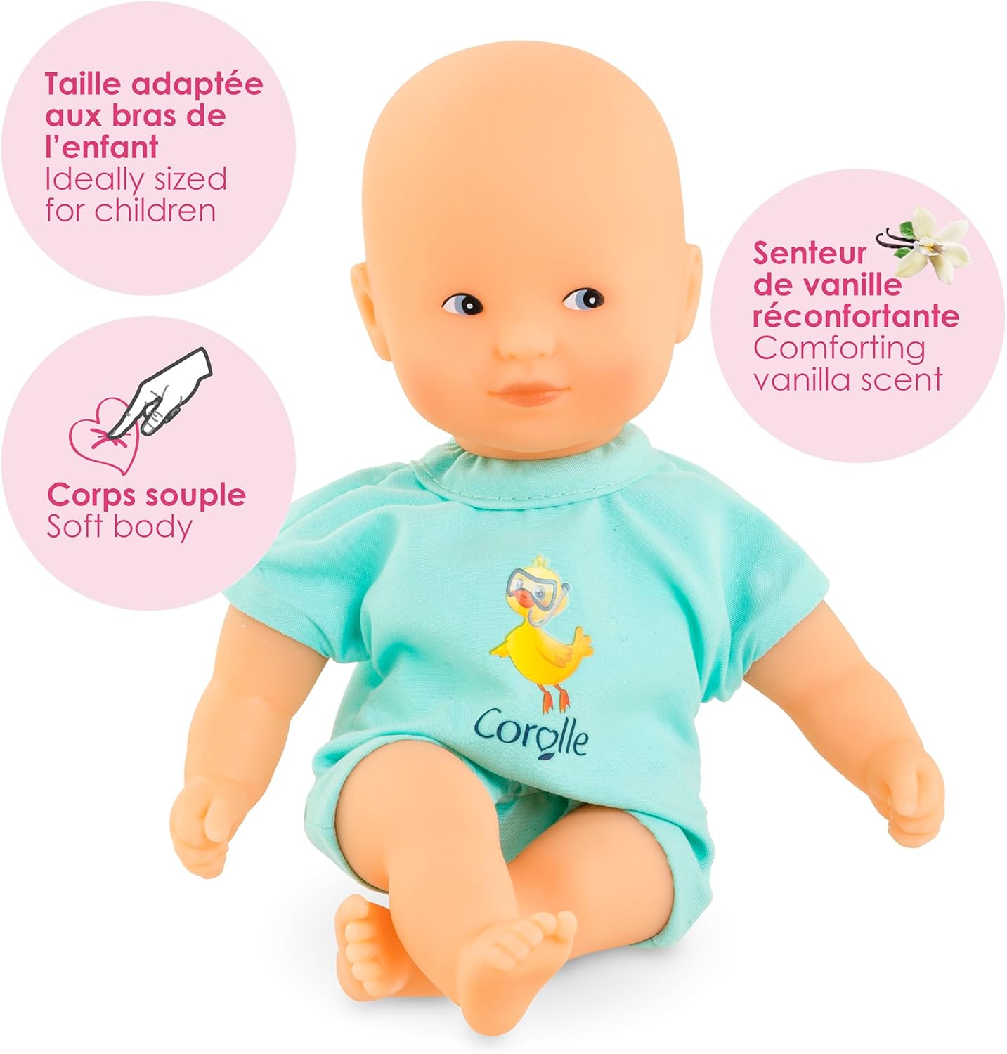 Corolle - Mijn eerste pop, mini-bad, blauw, 20 cm, vanaf 18 maanden, 9000120310