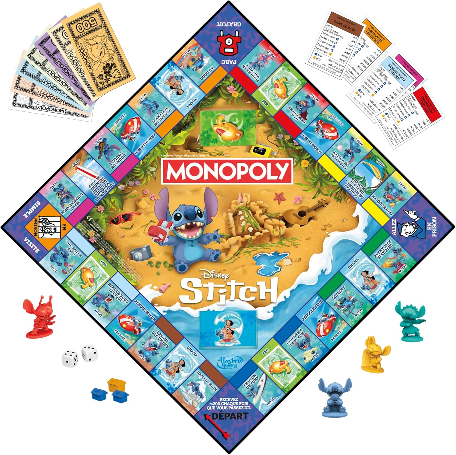 Monopoly Stitch, Brettspiel, 2 bis 4 Spieler, 30 Minuten, Disney Lilo & Stitch Edition, ab 8 Jahren