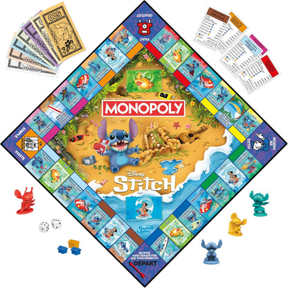 Monopoly Stitch, Brettspiel, 2 bis 4 Spieler, 30 Minuten, Disney Lilo & Stitch Edition, ab 8 Jahren