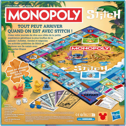 Monopoly Stitch, Brettspiel, 2 bis 4 Spieler, 30 Minuten, Disney Lilo & Stitch Edition, ab 8 Jahren