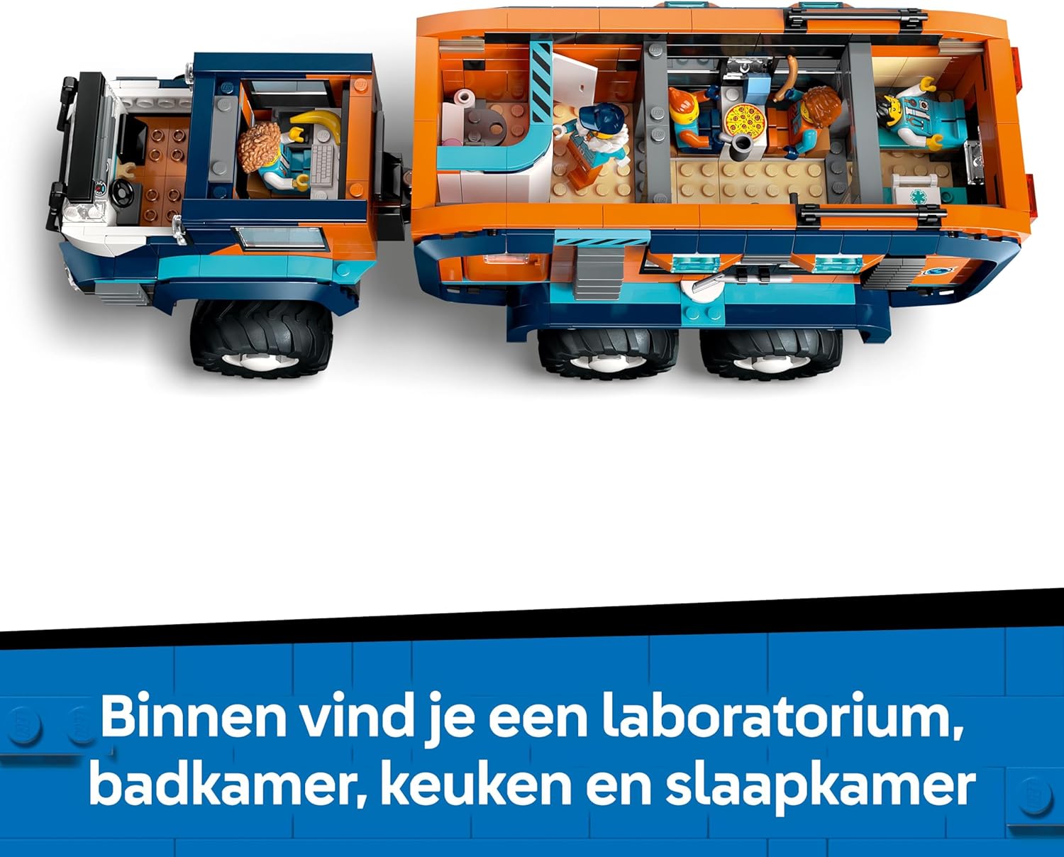 LEGO City Laboratoriumtruck op de Noordpool Truck Speelgoed voor Kinderen - met Besturing en Ophanging - Incl. Sneeuwscooter, 5 Minifiguren en 3 Wolf Dieren Figuren, Cadeau voor Jongens - 60471