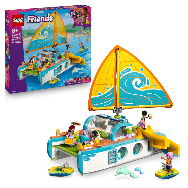 LEGO Friends Avontuurlijke Bootreis – Bouwpakket Met Boot Speelgoed Met Draaiend Zeil, 4 Poppetjes en 2 Dolfijnen Dieren Figuren Plus Accessoires Verjaardagscadeau voor Meisjes Vanaf 8 Jaar – 42664